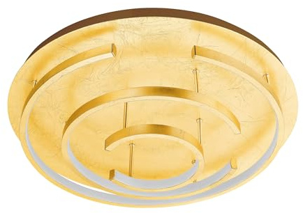 EGLO LED Deckenleuchte Pozondon, 3 flammige Deckenlampe, Extravagant | Wohnzimmerlampe aus Stahl und Kunststoff, Küchenlampe, Flurlampe Decke in Gold Schlagmetall-Optik, Weiß