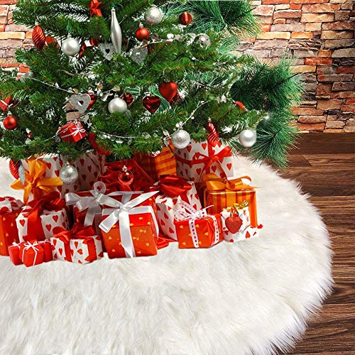 NTMY Christmas Tree Skirts, 36 Inch Faux Fur White Tree Skirts