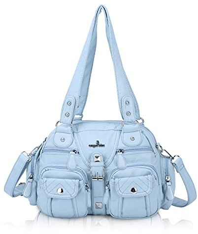 Angel Kiss Damen Handtasche tasche damen Umhängetasche 2 hauptfächer Multifunktionale Rucksack Weiches PU Leder mit Reißver Schlusstaschen Elegante Damenumhängetasche für Büro Schule Einkauf