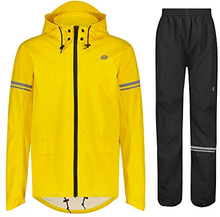 AGU Essential Original Regenanzug, Regenkleidung Fahrrad Herren & Damen, Wasserdicht & Winddicht, Reflektierend, 100% Recyceltes Polyester, Unisex - S - Gelb