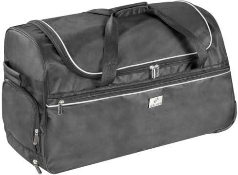 Walser Trolley Bag, Carbags Reisetasche, Handgepäck Koffer, Sporttasche Trolleyfunktion, Reisetrolley Rollkoffer schwarz-Silber 100L - 60x35x40cm