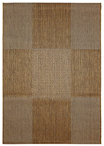 andiamo In- und Outdoor Teppich wetterfest Arizona - Balkon Teppich wasserfest Outdoor-Teppich auch nutzbar als Wohnzimmerteppich oder Küchenteppich Braun 67 x 140 cm