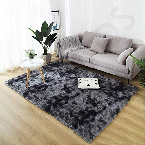 Teppich Modern 40x120cm, Teppich Design, Preiswert, Anti Rutsch, für Wohnzimmer flauschig Bettvorleger Schlafzimmer Outdoor - Dunkelgrau