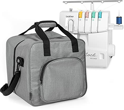Crutello Nähmaschinenkoffer – Universal-Nähmaschinen-Tragetasche mit Aufbewahrungstaschen, kompatibel mit Overlock-Nähmaschinen, grau, Tragetasche für Nähmaschinen