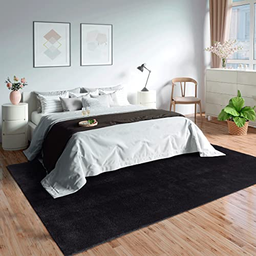 Mia's Teppiche Olivia Wohnzimmer/Schlafzimmer Teppich - waschbar - 60x110 cm, Schwarz