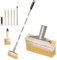 6 Decking Paint Brush 2M/79 inch Long Handle Paint Brush with 3 Paint Brushes, Deck Stain Applicator Staining Brush for Woodstain, Fence Wall Furniture, Oil Staining, Decking Stain, Deck Coating