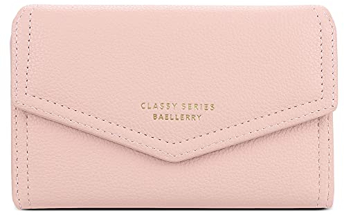 FORRICA Femmes Portefeuille Court Porte Monnaie Elégant Pochette Dames Fermeture Éclair Poche à Monnaie Porte Cartes PU Cuir Portefeuilles avec Boîte Cadeau Rose