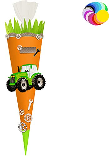 alles-meine.de GmbH Bastelset - Schultüte Farbe & Größe wählbar 70/85 / 100 cm - Traktor - Farbe frei wählbar - Bastelschultüte - Zuckertüte zum selber Basteln Bemalen Bekl..