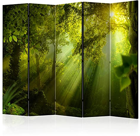 murando - Paravent Raumteiler Innen Wald 225x172 cm 5-teilig Einseitig Raumtrenner Trennwand Holz Room Divider Mobiler Sichtschutz Spanische Wand Raum Abtrennung Bäume Natur Botanik Sonne c-B-0117-z-c