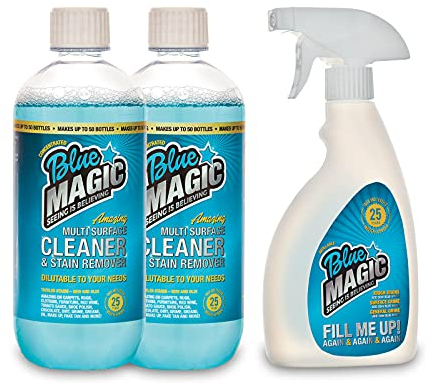 Blue Magic Pack 2x500ml with Empty Trigger Bottle and Measuring Cup Multi Purpose Cleaner Concentrate