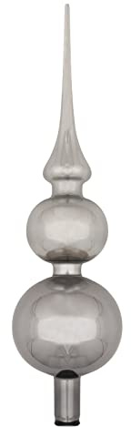 Thüringer Glasdesign Christbaumspitze Silber glänzend, ca. 31 cm, Weihnachtsbaumschmuck