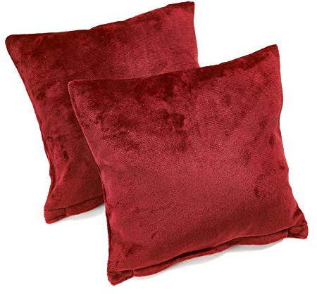 MALIKA Set 2er Kissenbezug Cashmer Touch Fleece Kissenhlle Sofakissen Kopfkissenbezug Kissenbezug Couchkissen, Gre:50 x 50 cm, Designe:Bordo