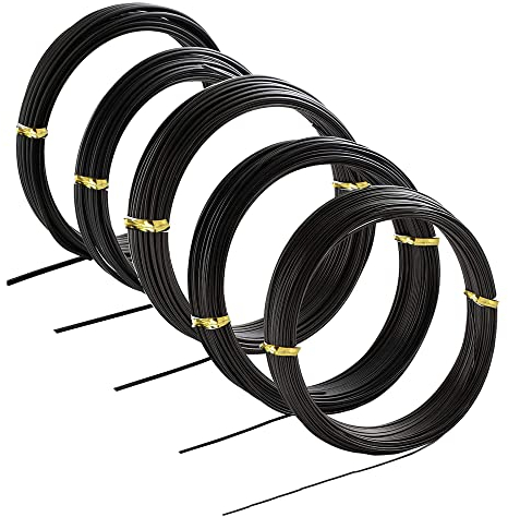 Basteldraht für,Bonsai Aluminiumdraht,Bonsai Draht,Flexibler Eisendraht, Kreatives Bonsai-Kit, 5 Größen, Eloxierter Aluminium-Bonsai-Draht – 1,0 mm, 1,5 mm, 2,0 mm, 2,5 mm, 3,0 mm (50 Meter) (Schwarz)