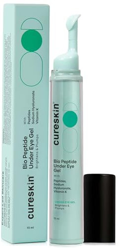 Cureskin Gel sous les yeux pour les cernes pour homme et femme | Gel sous les yeux bio-peptide pour réduire les cernes, les poches et les rides | Crème sous les yeux pour homme et femme | Élimination