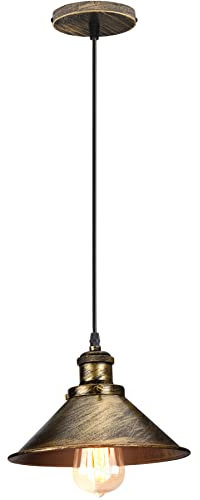 iDEGU Industrie Pendelleuchte Design Edison Retro Hängelampe aus Metall Vintage Deckenleuchte E27 Hängeleuchte für Esszimmer Küche Wohnzimmer (Bronze, 1 Stück)