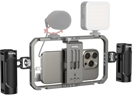 SMALLRIG Universal Smartphone Video Rig All-in-One Handy Video Kit für Video Creators, Aluminium Handheld Cage Kit für iPhone 16/15 / 14/13 Pro Max für Huawei und andere – 4121