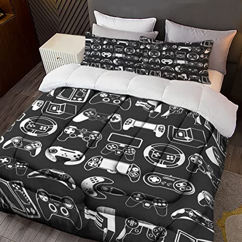 Sunnycitron Gamer Bedding Sets for Boys Gaming Comforter Boys Bedding Sets Queen Comforter Sets Gamer Bed Set Teen Boy Gamer Room Decor Gaming Comforter Set,1 Comforter 2 Pillowcases