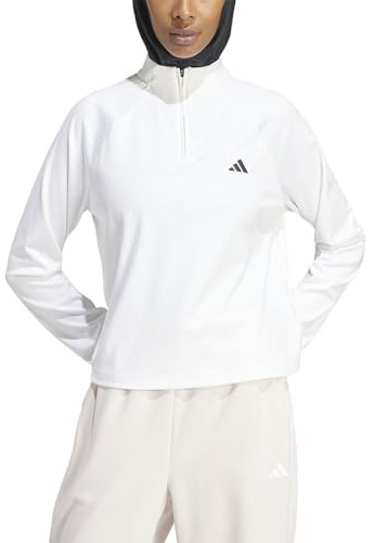 adidas Damen Train Essentials Minimal Branding 1/4-Zip Cover Up, White, L
