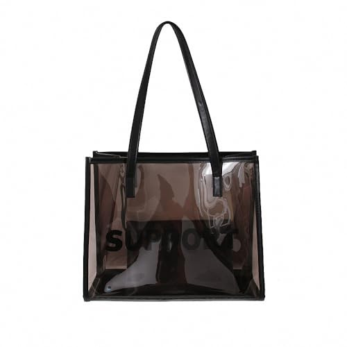 Ulalaza Große transparente, bonbonfarbene, gepunktete Strand-Umhängetasche, 2-in-1-Strandtaschen, transparente Taschen mit Innentasche für Damen
