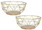 levandeo 2er Set Korb Metall Gold 26x12cm Obstkorb Modern Holz MDF Braun Schüssel Schale Deko Obstschale Tischdeko