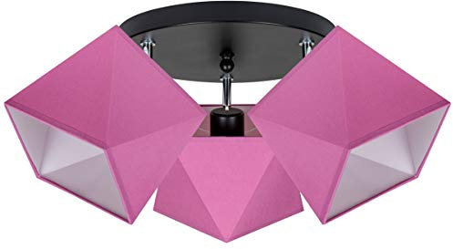 alfalux Deckenlampe Deckenleuchte RORORO-PR3030SC Leuchte Lampe 3 Lampenschirme Wohnzimmerlampe Schlafzimmerlampe Küche Kinderzimmer Lampe LED (Rosa)