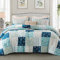 Whale Flotilla Couette 200 x 200 cm, Couette Couverture Respirante et Super Douce pour 4 Saisons avec 2 Taies d'oreiller, pour lit 2 Personnes, Carreau Bleu