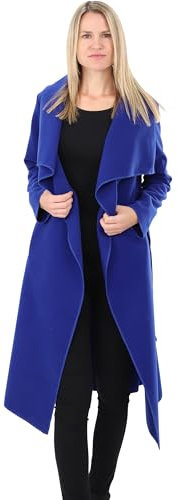 malito Damen Mantel lang mit Wasserfall-Schnitt | Trenchcoat mit Gürtel | weicher Dufflecoat | Parka - Jacke 3040 (royalblau)