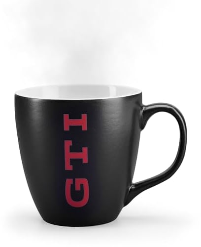 Volkswagen 1K6069601 Tasse Porzellan Becher Kaffeetasse 400ml, schwarz, rotes GTI Logo erscheint beim Einfüllen von heißen Getränken