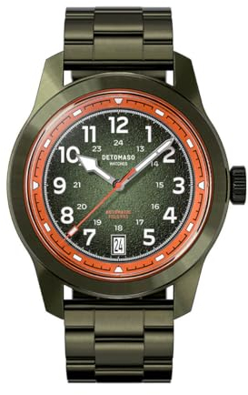 DeTomaso Green Explorer Automatic Olive Herren Armbanduhr Analog Automatik Stahl Armband Olive