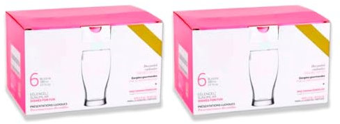 Tradineur - Pack de 2 Cajas de 6 Vasos Modelo Belek - Capacidad: 380 ml - Fabricado en Vidrio Resistente - Apto para lavavajillas - Tamaño Aprox: Ø 7 x 14 cm - 12 Uds Totales