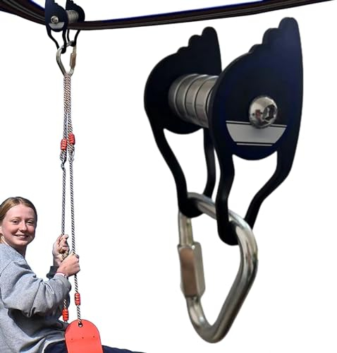 ADERN Zipline-Rollenset für Slacklines - Seilrolle aus Stahl mit 6 Rollen | Spaßige, einfache Installation, stark belastbares Zip- -Zubehör für Jungen, Mädchen, Kinder und Kinder ab 5 Jahren