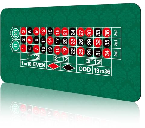 Tapis de table de roulette de casino imperméable amélioré avec sac de transport, housse de dessus de table en caoutchouc antidérapant pour fêtes, divertissement à domicile, soirée de jeux (180 x 90