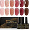 Shining She UV Nagellack Jelly Rot,6 Farben Natürlich Transparent Kristall Gel Nagellack Nude Rosa Dordeaux Rot Rotbraun Gellack Soak-Off UV nagellack French Manicure DIY zu Hause,8ML