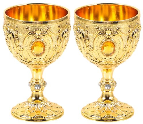 PRETYZOOM Gobelets Rétro En Métal Doré De 30Ml 2 Pièces Calices Royaux Coupe À Vin De Style Européen Médiéval