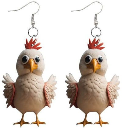 BABYVIVA Niedliche Cartoon-Huhn-Ohrringe für Frauen, niedliche Ohrstecker, Verzierung, trendige Ohrhaken, Charm-Ornament, Schmuck-Zubehör, As shown in the picture, Acryllegierung