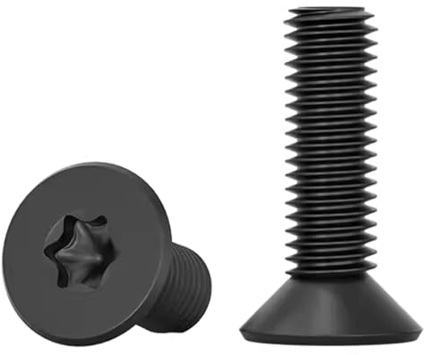 Drenky 20 Stück M6 x 20mm Senkkopfschrauben Torx Schwarz Edelstahl A2 V2A Maschinenschrauben Standard Quincunx Senkkopf Schrauben mit Nase Gewindeschrauben für Maschinenausrüstung und Wohnmöbel