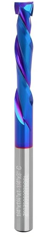 Yakamoz Solid Carbide Compression Flush Trim Router Bit 1/4 Inch Shank Up Down Cut Spiral Router Bit CNC End Mill Cutter Tool, 1/4 Cutting Dia. , 1-1/4 Cutting Length