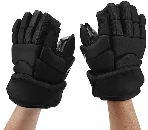 POENVFPO Ice Hockey Gloves, 10 inch, Black, Bendable Finger Protective, Ideal for Hockey Players