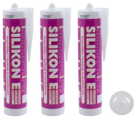 ARLI SET: 3x Silikon Fugendicht 310ml transparent – Schimmelhemmend UV Beständig Witterungsfeste Dichtmasse auf Acetat Basis für Badezimmer Küche Fenster Innenbereiche Außenbereiche - 3 Kartuschen