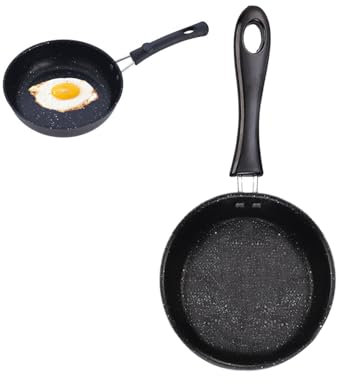 Huipalon 14cm Small Frying Pan 5.7 Inch Mini Pan for One Egg Heat Resistant Egg Frying Pans with Handle Portable Camping Cooking Omelet Pans for Gas Stove (Black)