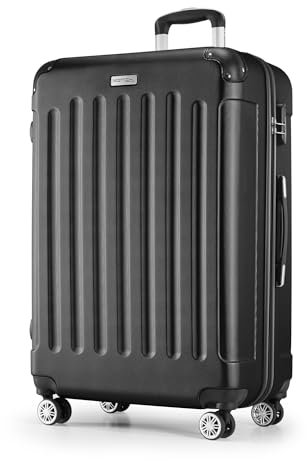 MERISH Reisekoffer Koffer Kofferset Trolleys Zwillingsrollen 3tlg. Hartschale in 9 Farben (Black, XL)