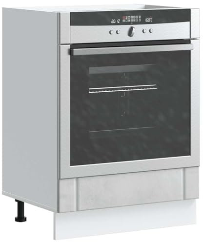 qohoio 853761 Oven Cabinet Lucca Concrete Grey Engineered Wood Kitchen Base Oven Cabinet,Base Kitchen Unit