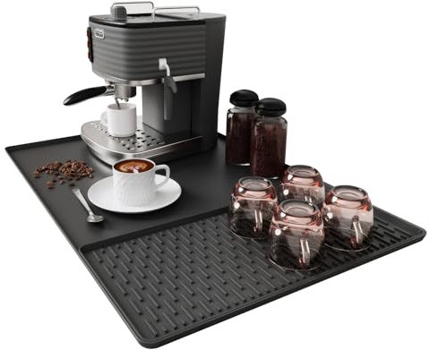 Coffee Machine Mat, Large Silicone Coffee Matt 40.5x61cm, Drying Mat for Kitchen Counter, Coffee Bar Mat Quick-Drying Worktops Protector Coffee Machine Accessories