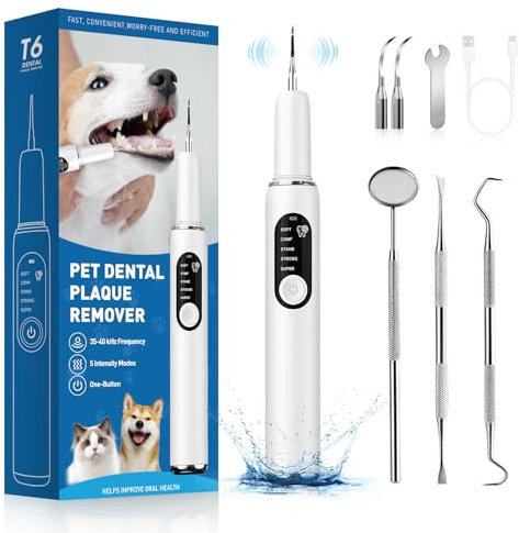 Cepillo Dientes Perro ultrasónico, 5 modos de limpieza Eliminador sarro de Limpieza de Dientes de Perro,Agua IPX6 Limpiador de dientes contra sarro, mal aliento y gingivitis, para/perros/gatos