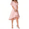 Minetom Abito da Ospite di Nozze Donna Maniche A Volant Collo A V Stile Impero Chiffon Vestito da Sera Cerimonia Elegante Abiti da Damigella A Rosa M