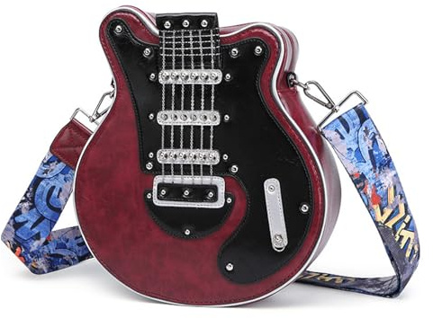 Chevnzev Gitarrenform Umhängetaschen Kreative Crossbody Tasche PU Ledertasche Für Mädchen Frauen Verstellbare Schultergurt Geldbeutel Mädchen
