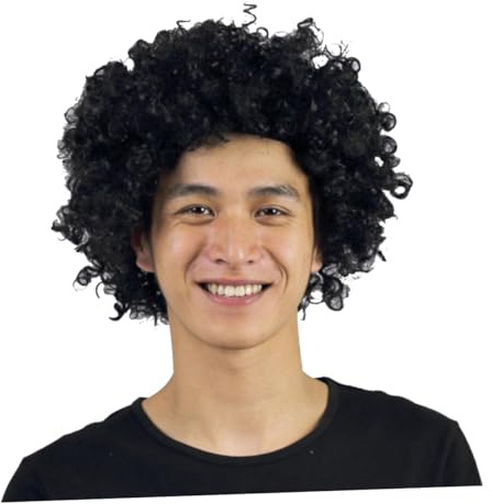 LIGIGWASH Cosplay Clown Afro Perücke Schwarz Halloween Kostüm Perücke Elastisch Unisex für Karneval Party Discos