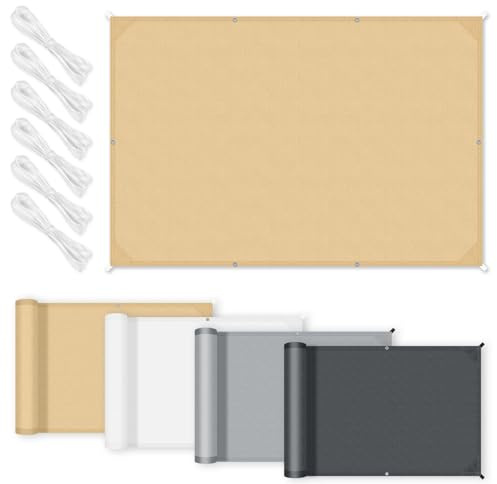 COOL AREA Toldo Vela Impermeable con Bordes Rectos Vela de Sombra Rectangular 2x3m Toldos Fibra de Poliéster PES con Protección UV para Patios,Terrazas,Jardines,Sand