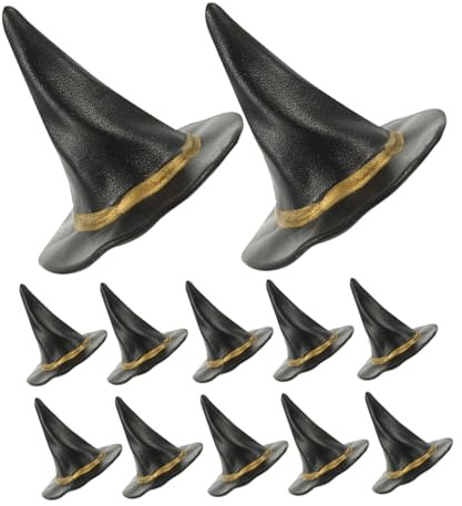 Warmhm 24 pièces Mini Chapeaux de Magicien Noirs pour Déco Halloween Accessoires DIY pour Cheveux Ornement pour Bouteilles de Vin et Maison de Poupée Lot