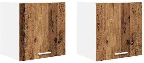 vidaXL Hängeschrank mit Tür 2 pcs Altes Holz und Weiß 40 x 31 x 40 cm, Großzügiger Stauraum, Moderne Küchenschränke, robust, rechteckiges Design, clevere Innenorganisation